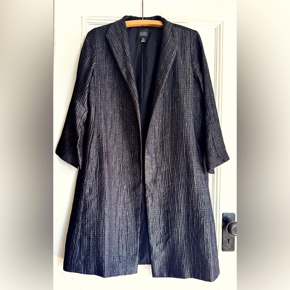 Eileen Fisher Silk Groove Coat in Bark. Size XS - Picture 6 of 10